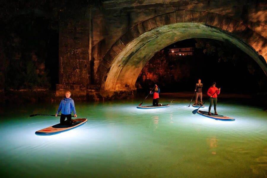 Most na Soci Evening SUP Excursion from Bovec - Returning through the illuminated water